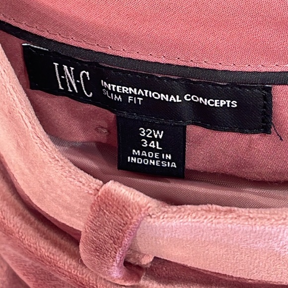 INC Slim Fit Pink Velvet Tuxedo Pants 32x34L - Picture 5 of 10